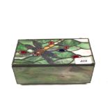 A Tiffany style lead glazed dragonfly jewellery box