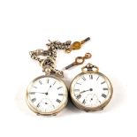 Two Silver cased key wind pocket watches,