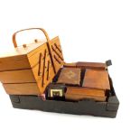 A sewing box and various jewellery boxes etc