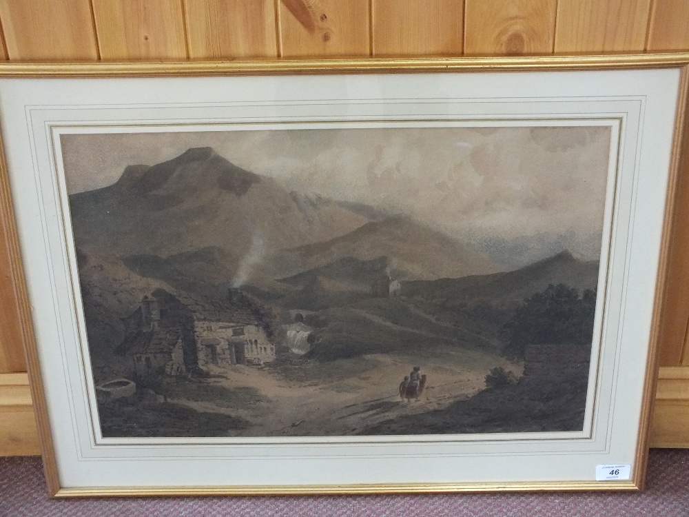 James Bourne (1773-1854), attributed, unsigned Welsh mountain landscape,