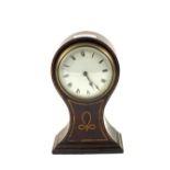 An Edwardian Brass inlaid Mahogany balloon mantel clock