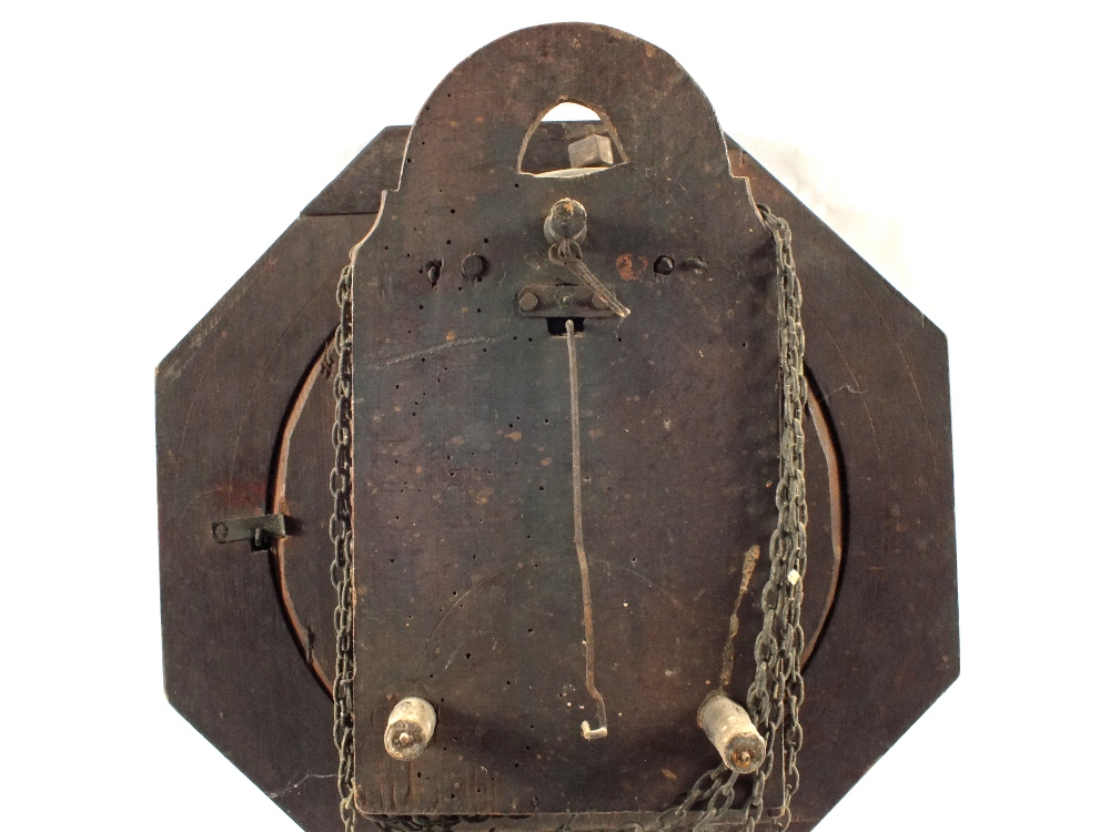 A 19th Century octagonal Rosewood wall clock with Brass inlays and bell - Image 2 of 2