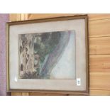 Four framed Malaysian scene oils and a river scene watercolour