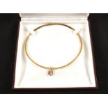 A 14ct Yellow Gold 'choker' style necklace with Diamond set pendant