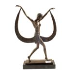 An Art Deco style bronzed figure of a scarf dancer