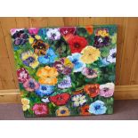 A modern oil on canvas of flowers,