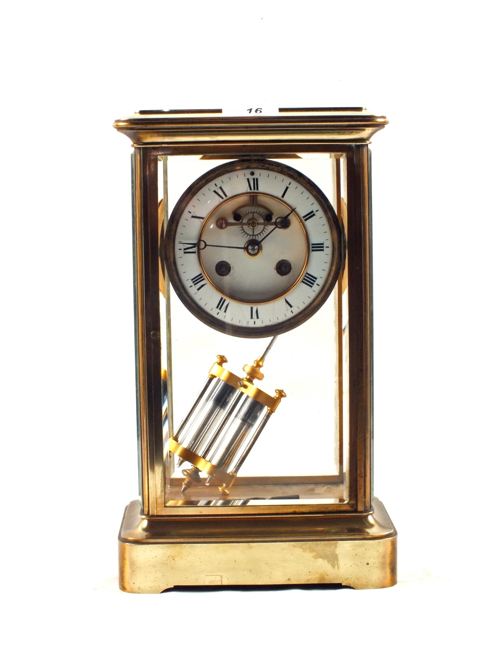 A late 19th Century four glass Brass mantel clock