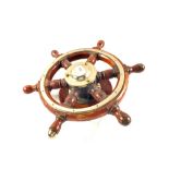 An old Mahogany and Brass ships wheel