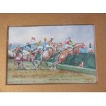 A set of four framed and glazed watercolours of horse racing interest, signed W.H.