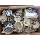 An Adams blue and white meat plate plus other blue and white china