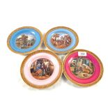 Four Prattware plates, The Village Wedding, Both Alike,