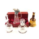 A boxed Royal Brierley cut glass and Silver plated claret jug,