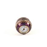 A Silver and purple enamelled ball watch with Gold overlay detail (some losses to enamel)