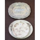 Two Victorian Asiatic pheasant meat plates etc