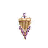 A continental Gold Amethyst and Pearl set brooch,