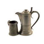 A large James Dixon pewter lidded flagon and a 19th Century tankard