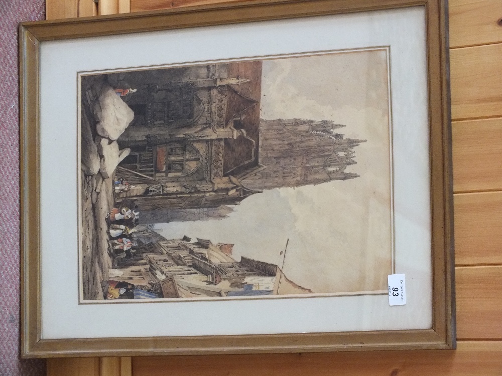 Two watercolours of Rouen street scenes, initialled FHR, 1849 and 1850, - Image 2 of 2