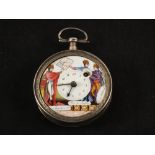 A fusee pocket watch by Breguet a Paris with painted enamel dial,