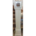 A white painted striking Grandmother clock