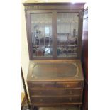 A 1930's Oak lead glazed bookcase