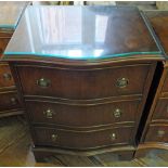 A reproduction Mahogany shaped front chest of six drawers and a similar three chest of three