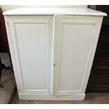 A Victorian white painted Pine linen press with five drawers