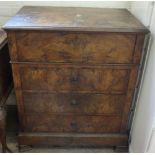 A French Walnut writing top washstand with marble interior over four drawers