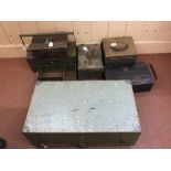 Seven military related boxes including toolbox and various cases etc
