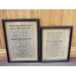 Six framed early 19th Century theatre posters