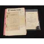 German WWII (PATTERN) wound badge in black with award document with file of service documents etc