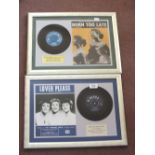 Three framed records with sheet music, Fireball, The Poni-tails,