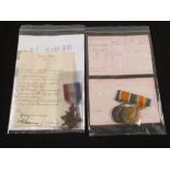 WWI family group of medals consisting of Casualty 1915 Star and Victory medals with medal slips to