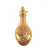 A Hawksley "Horse Head" design copper powder flask (spring missing)
