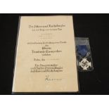 A German (PATTERN) 25 year Faithful Service medal with award document to Postinspektor Alfred