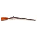 A double barrel percussion shotgun with 28 ½” barrels of approx 14 bore,