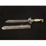 A German Third Reich era RAD leaders dress dagger and scabbard, blade marked Alcoso Solingen,