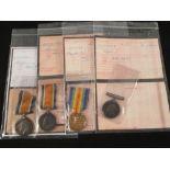 Three WWI BWM and one Victory medal to S.Sharp, A.F.Semmens, H.Abbott, R.E.J.