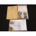 WWI pairs of medals to 42243 Pte W.H.Croft Middlesex Reg and 28974 Pte H.