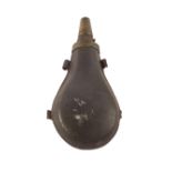 A leather covered powder flask (as found)