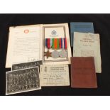 WWII Officers group of three medals with selection of service documents to Lieut C.F.W.