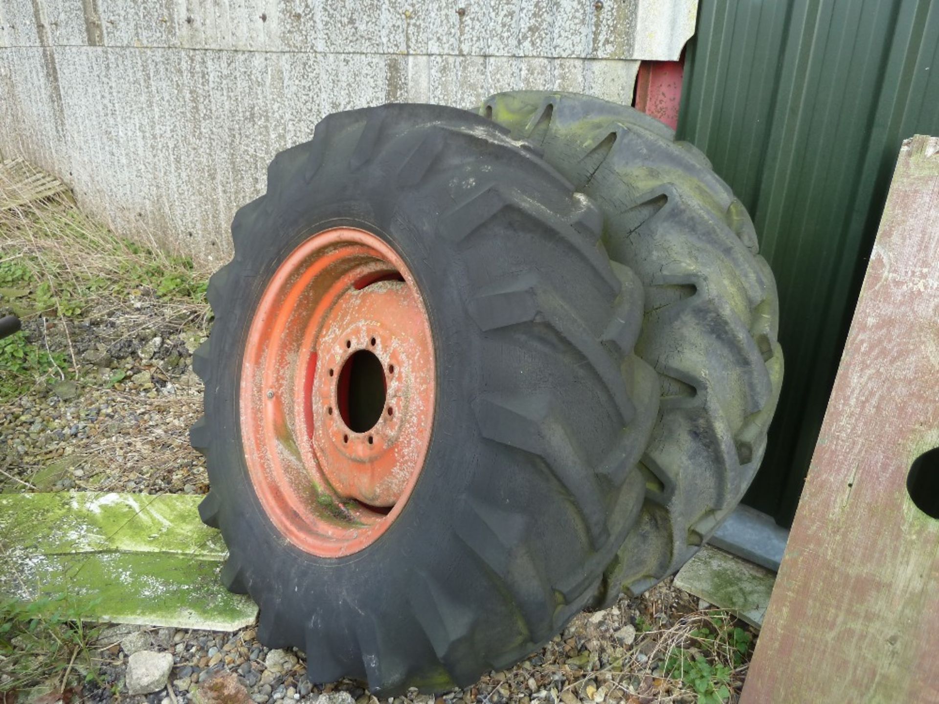 Pair of wheels and tyres. 18.4/15 - 30

Stored near Burston.