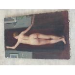 Harold George Hewitt (ex Slade), oil on canvas of a rear view of a standing unclad lady,