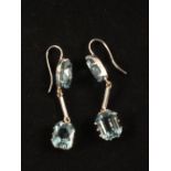 A pair of White Gold Aquamarine set drop earrings