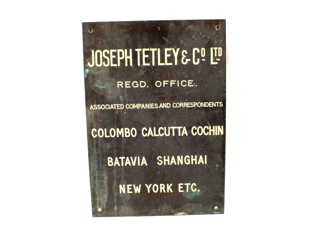 A Copper Company office sign inscribed Joseph Tetley & Co Ltd,