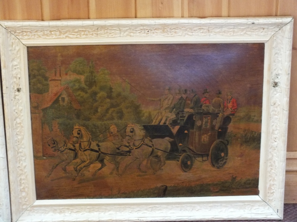 A pair of Victorian coaching scene oleographs, - Image 2 of 2
