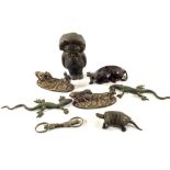 An early lead ethnic boy and metal animal ornaments etc