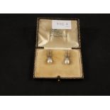 A pair of late Victorian Gold and White Gold Diamond earrings set with large Blister Pearls in box