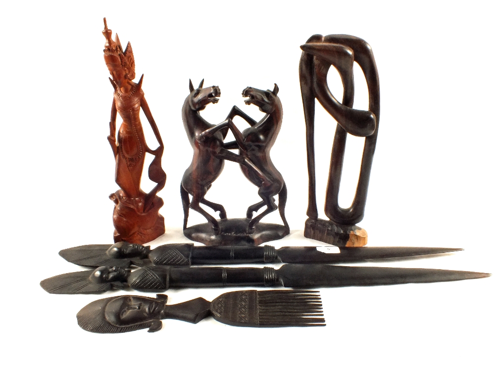 Various African and Indonesian wooden carvings