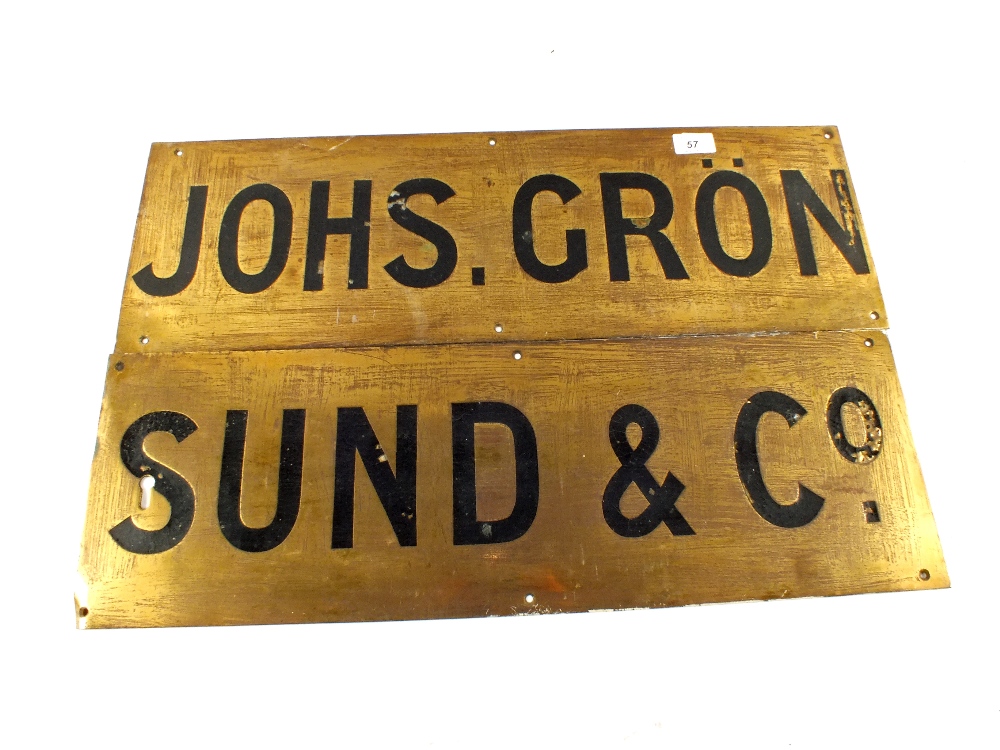 Two Brass name plaques,