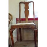 A stripped standard lamp, two Queen Anne style chairs,